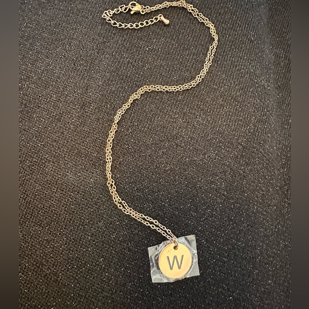 Monogram W rose gold necklace